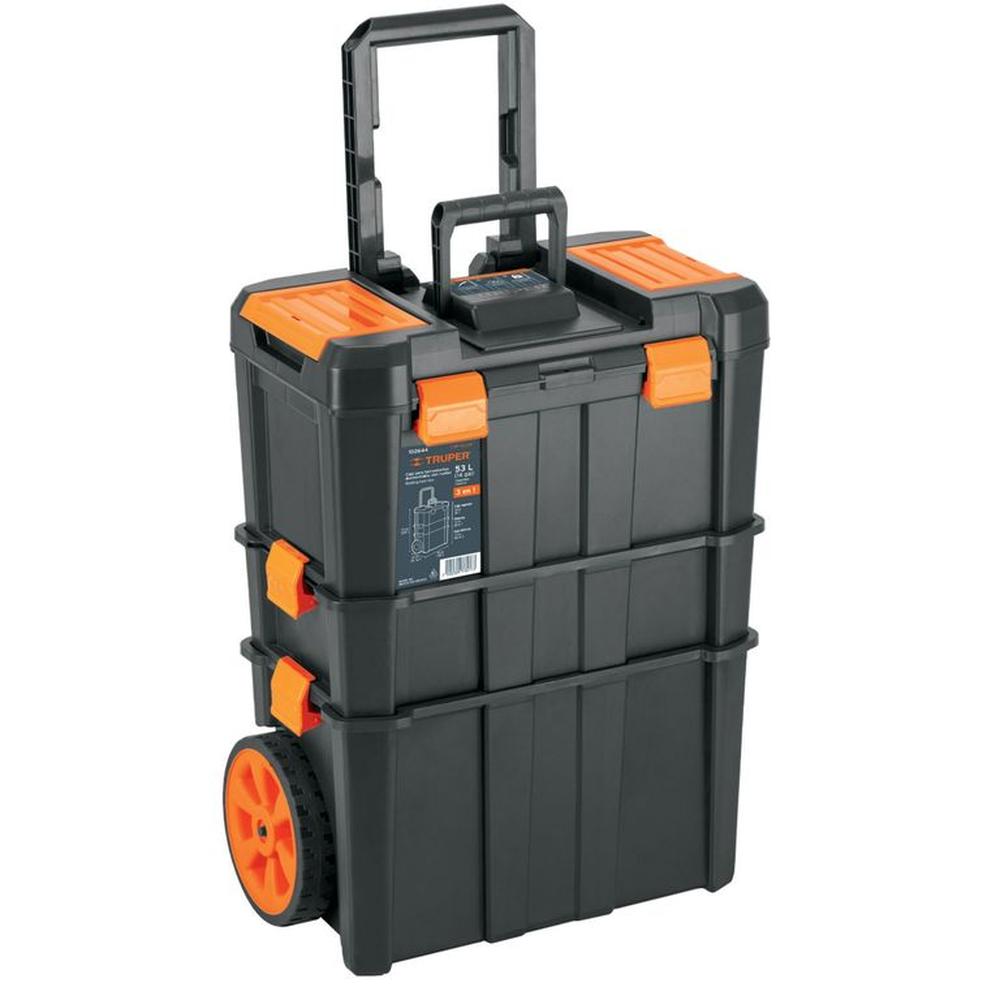 Caja de herramientas con ruedas, carro desmontable 3 en 1