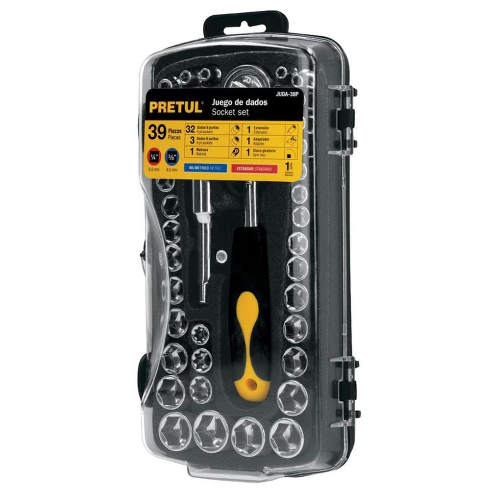Juego de dados, ratchet, extensión herramienta para mecánico 39 piezas