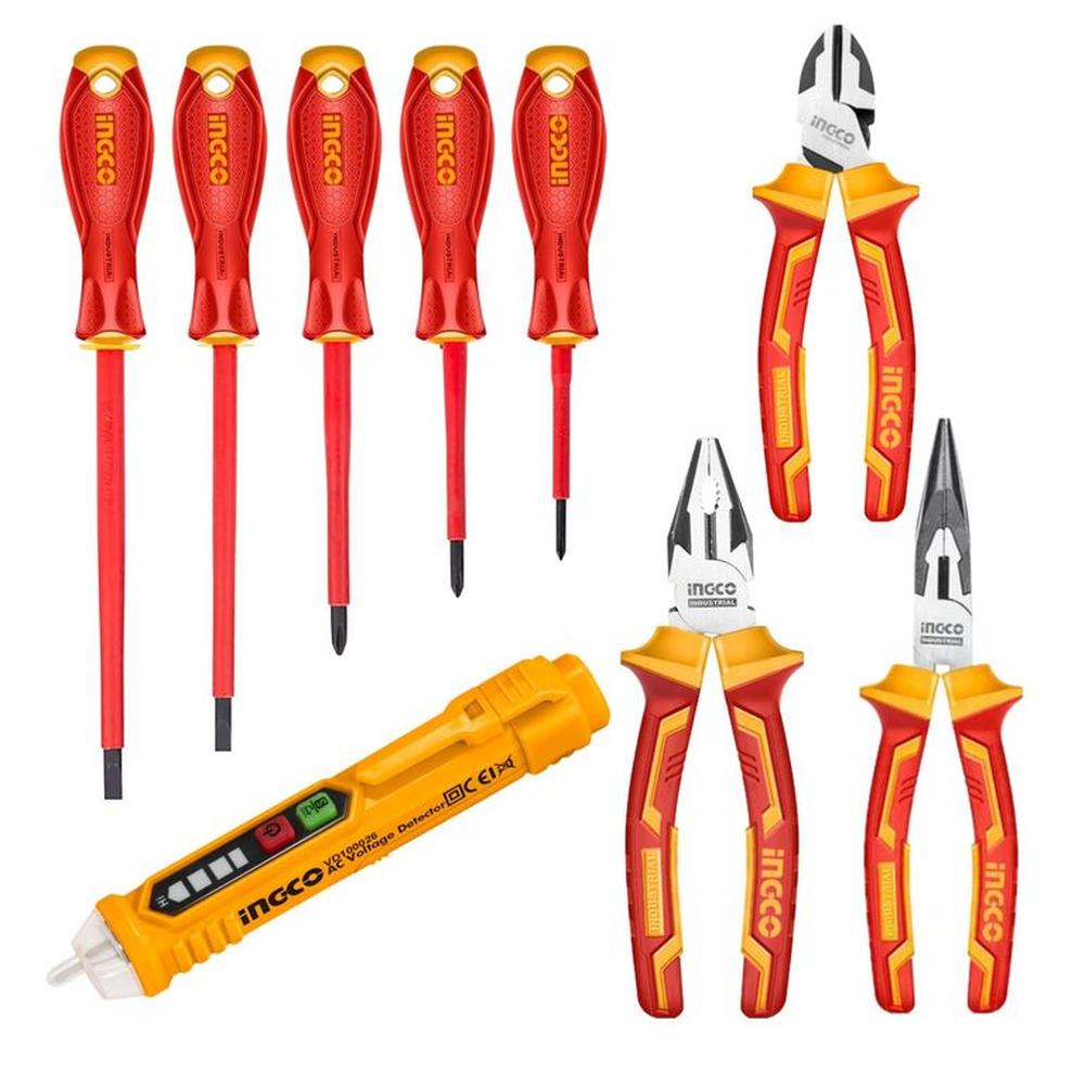 kit Alicates dielectricos industriales + detector de voltaje INGCO