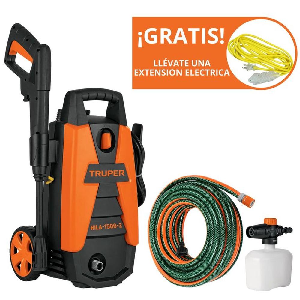 COMBO Hidrolavadora portátil Truper 1500 PSI + manguera reforzada 10m