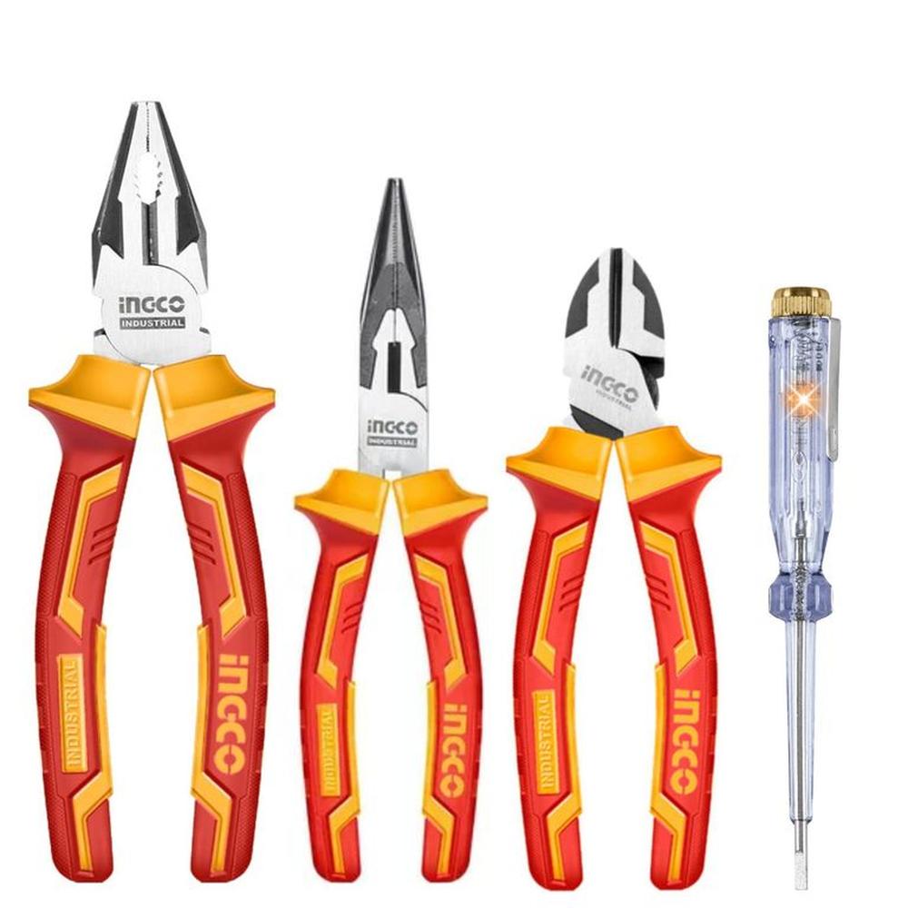 Alicates dieléctricos 1000V  3 UNIDADES INGCO, 1 probador de corriente