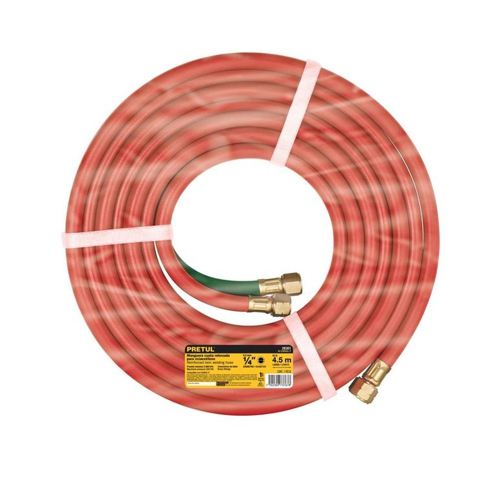 Manguera Cuata De 4.5 M Para Oxiacetileno, Pretul 28301 Rojo