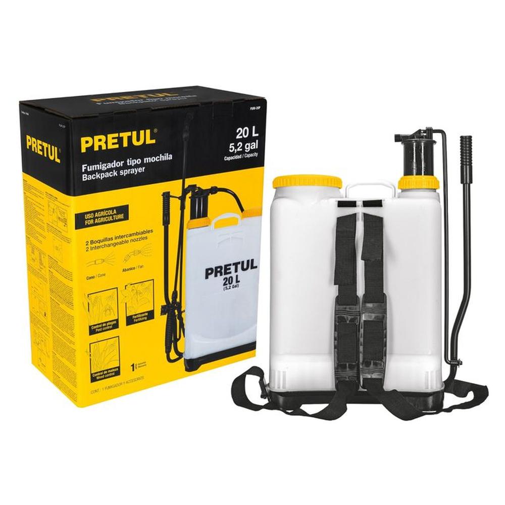 Fumigador profesional de 20L manual de mochila 52 Gal Pretul truper Blanco