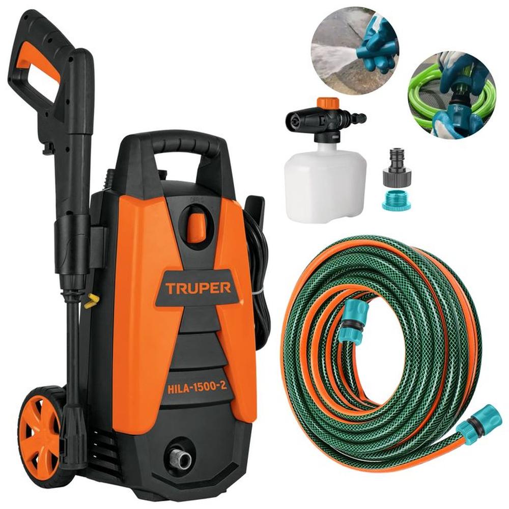 Hidrolavadora portátil Truper 1500 PSI + manguera 10m conectores click