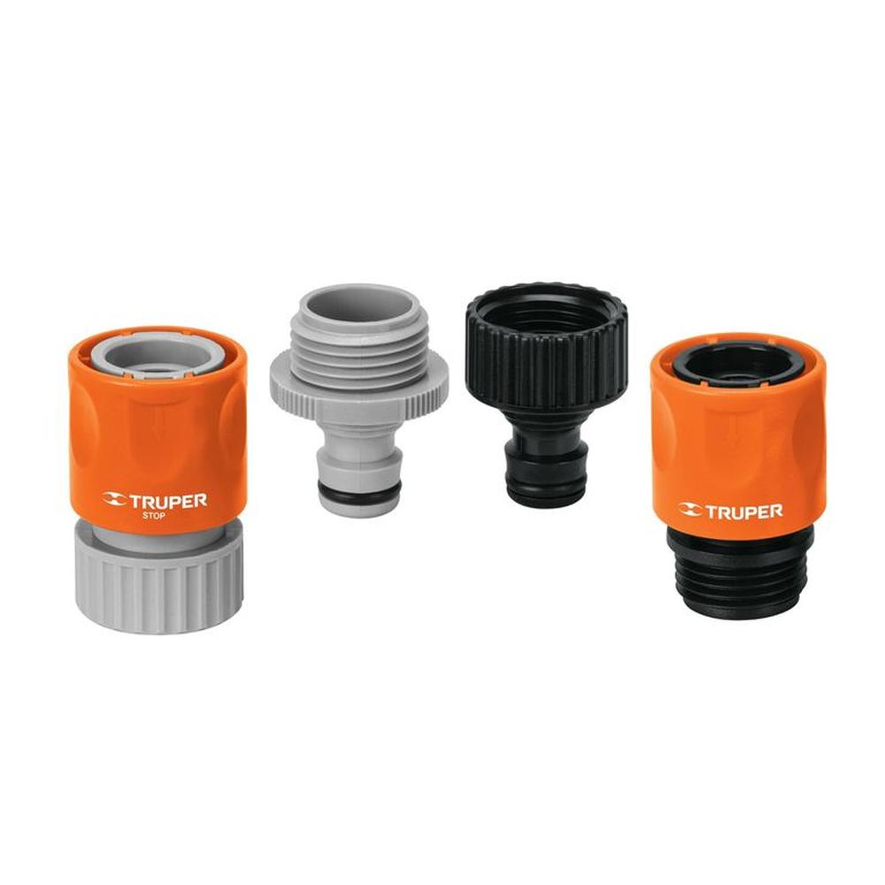 Juego de 4 conectores rápidos 3 /4" de ABS, sistema click Naranja
