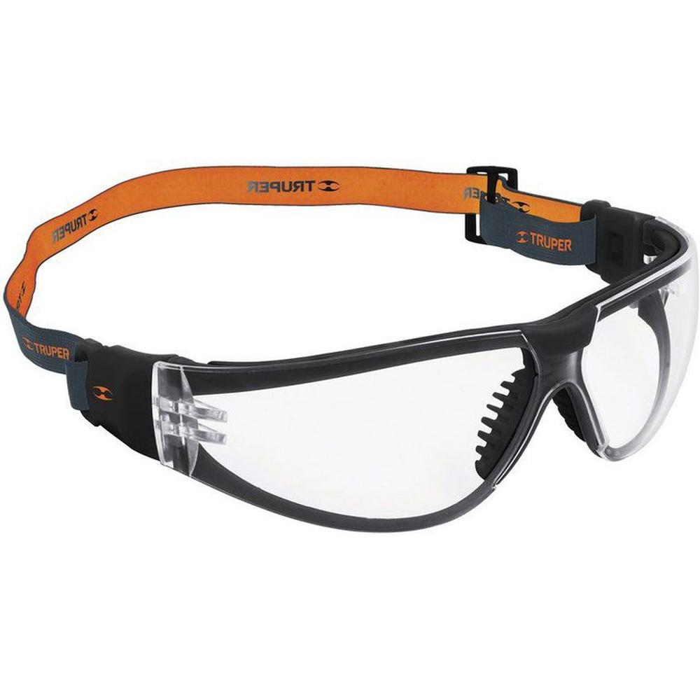 Lentes de seguridad transparente banda elástica truper active Negro