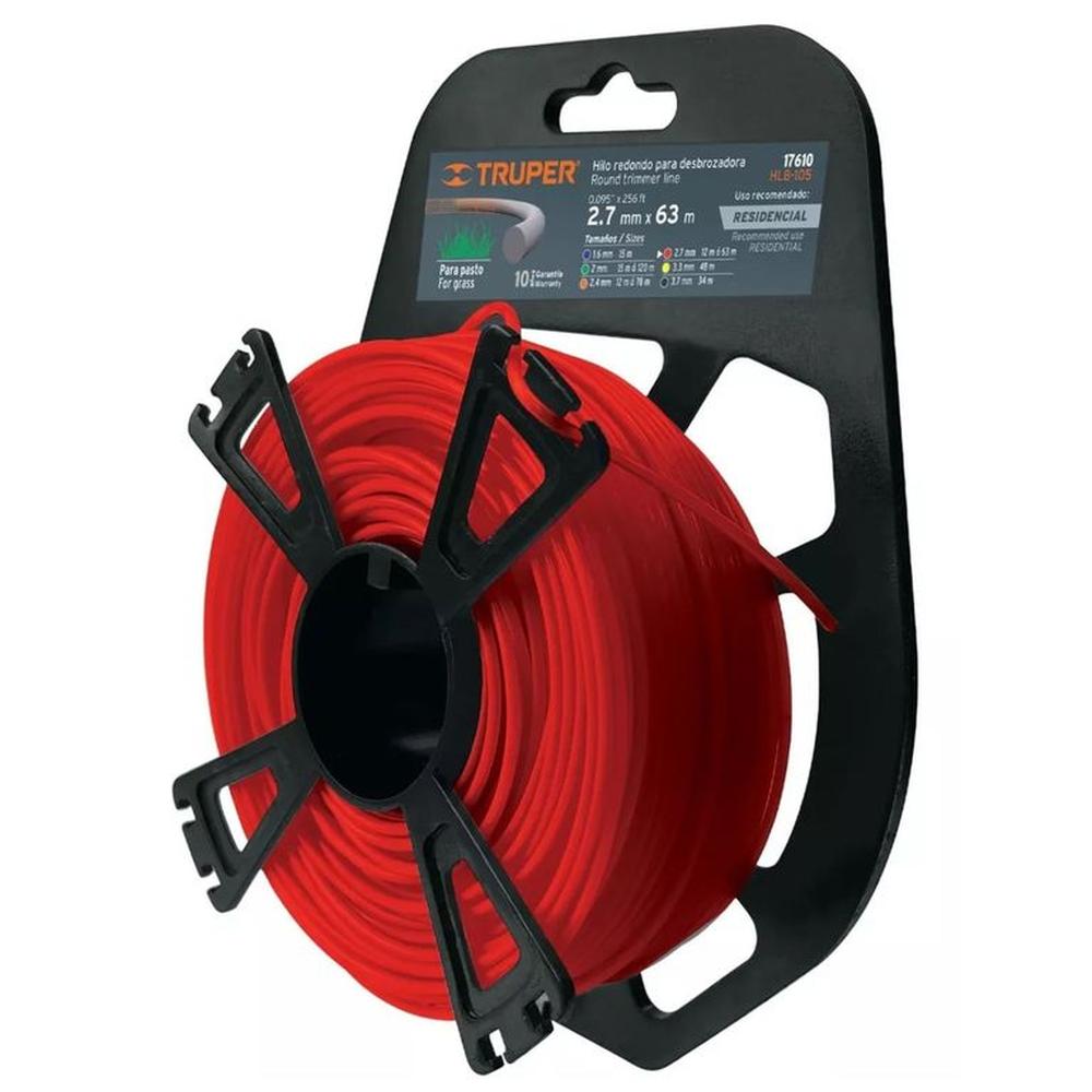 Hilo para desmalezadora desbrozadora podadora 2.7 mm x 63 m, Truper