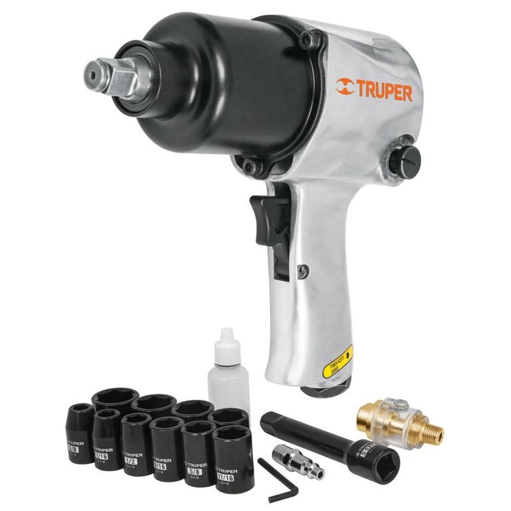 Kit llave de impacto neumático 1/2""P, 10 DADOS, con MALETA