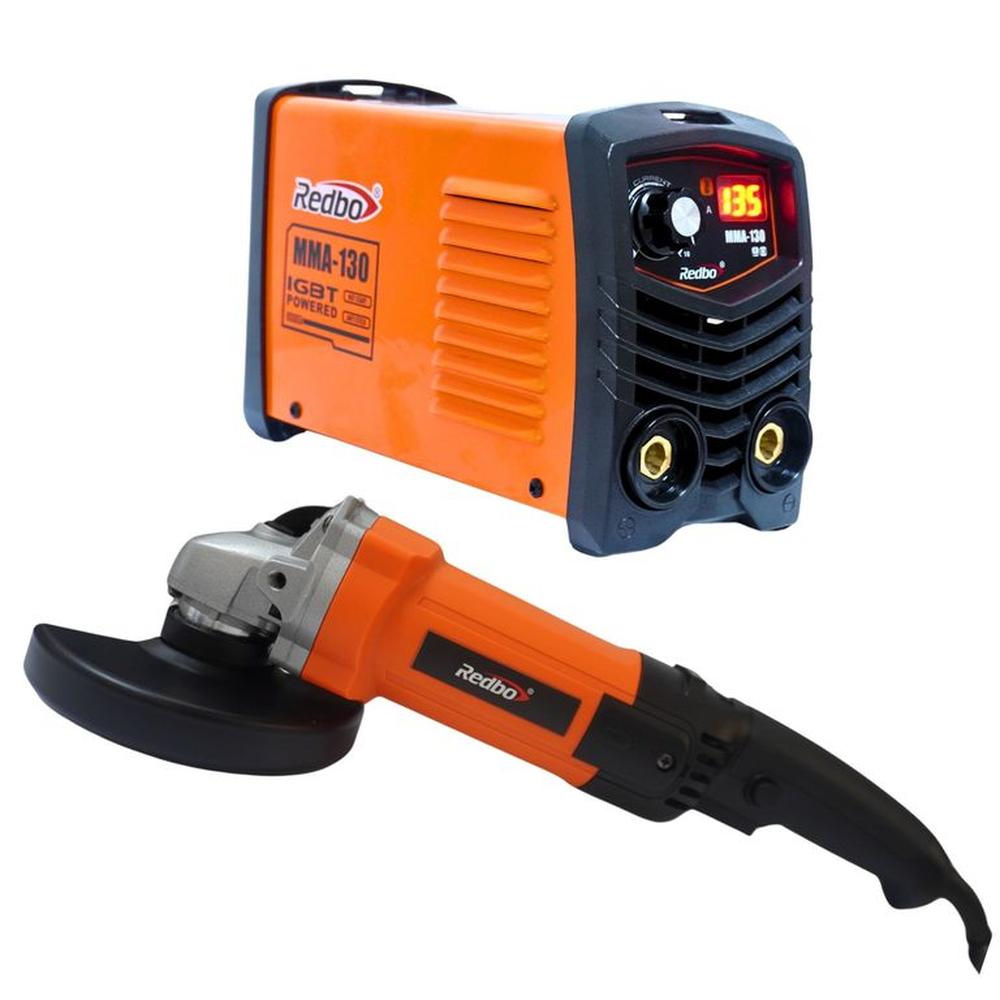Maquina de soldar 130A + Amoladora industrial 1100W COMBO soldador Naranja