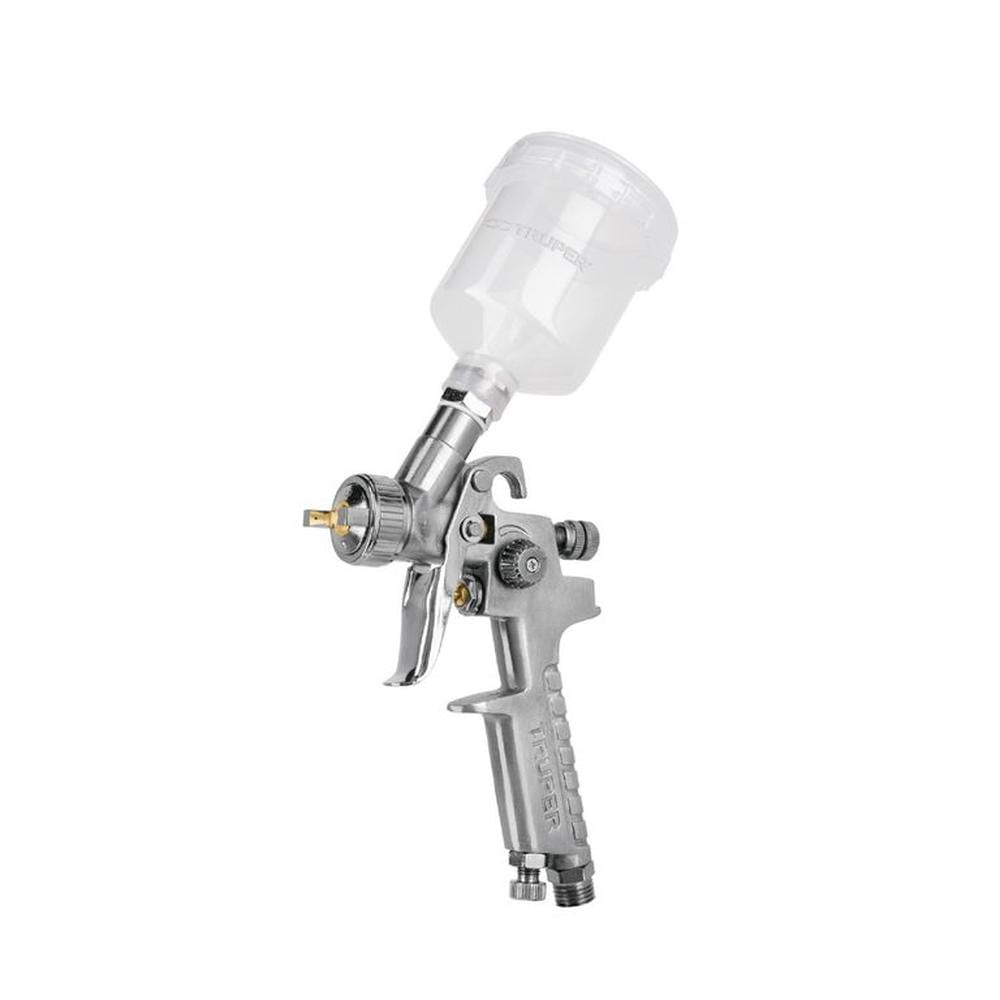 Pistola de aire para Pintar fino acabado vaso plastico 120ml truper Blanco