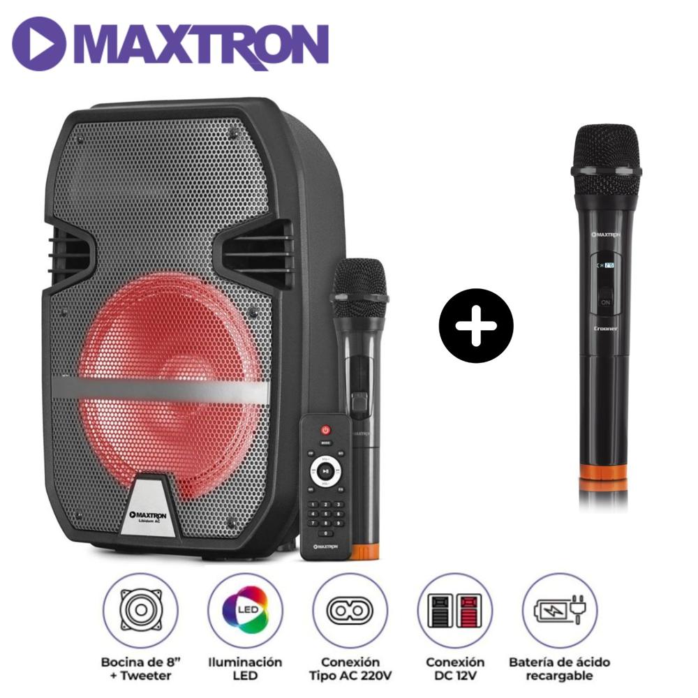 Parlante Maxtron Libidum MX 323AC + Micrófono MX758 Negro