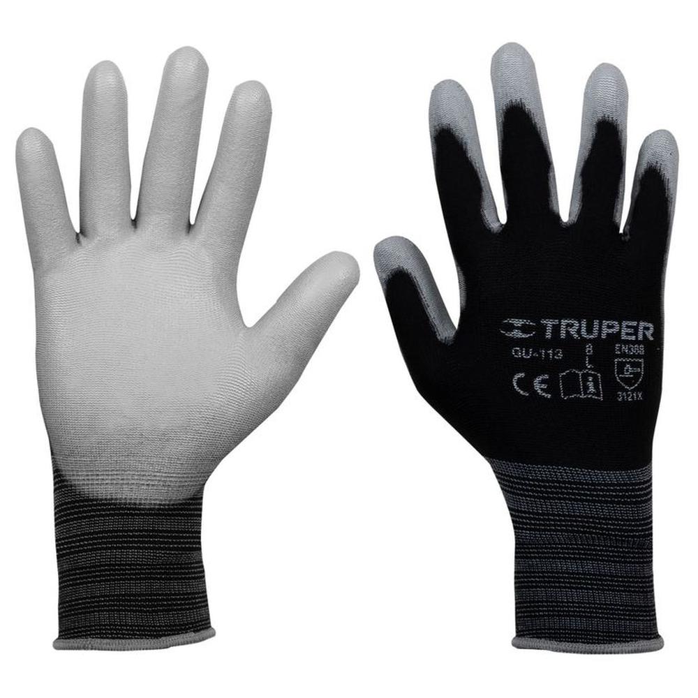 Guantes de nylon puliuretano talla G Truper Gris