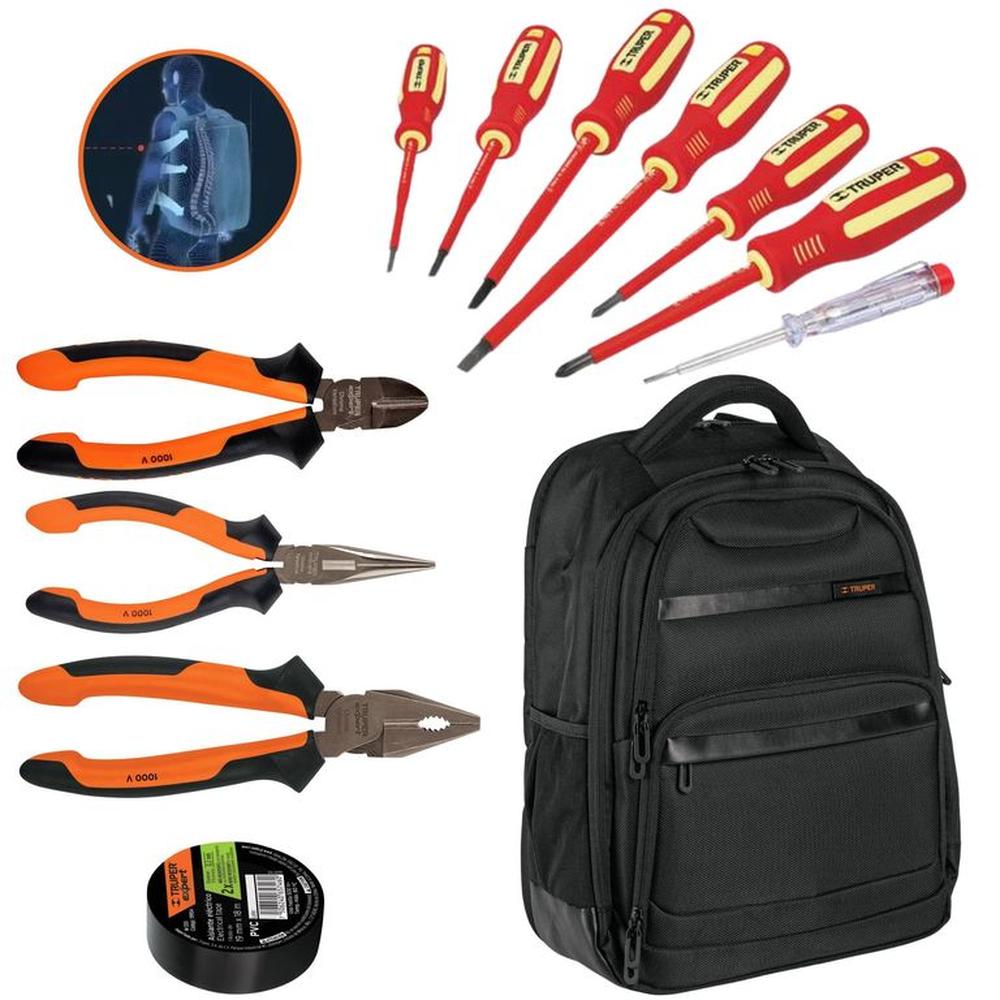 KIT alicates dieléctricos, 6 desarmadores 1000V, MOCHILA