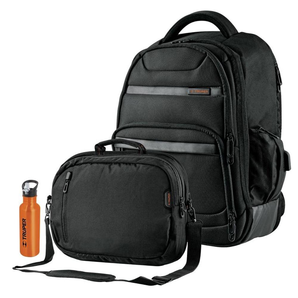 Mochila porta laptop USB + maletín 17 plg morral truper