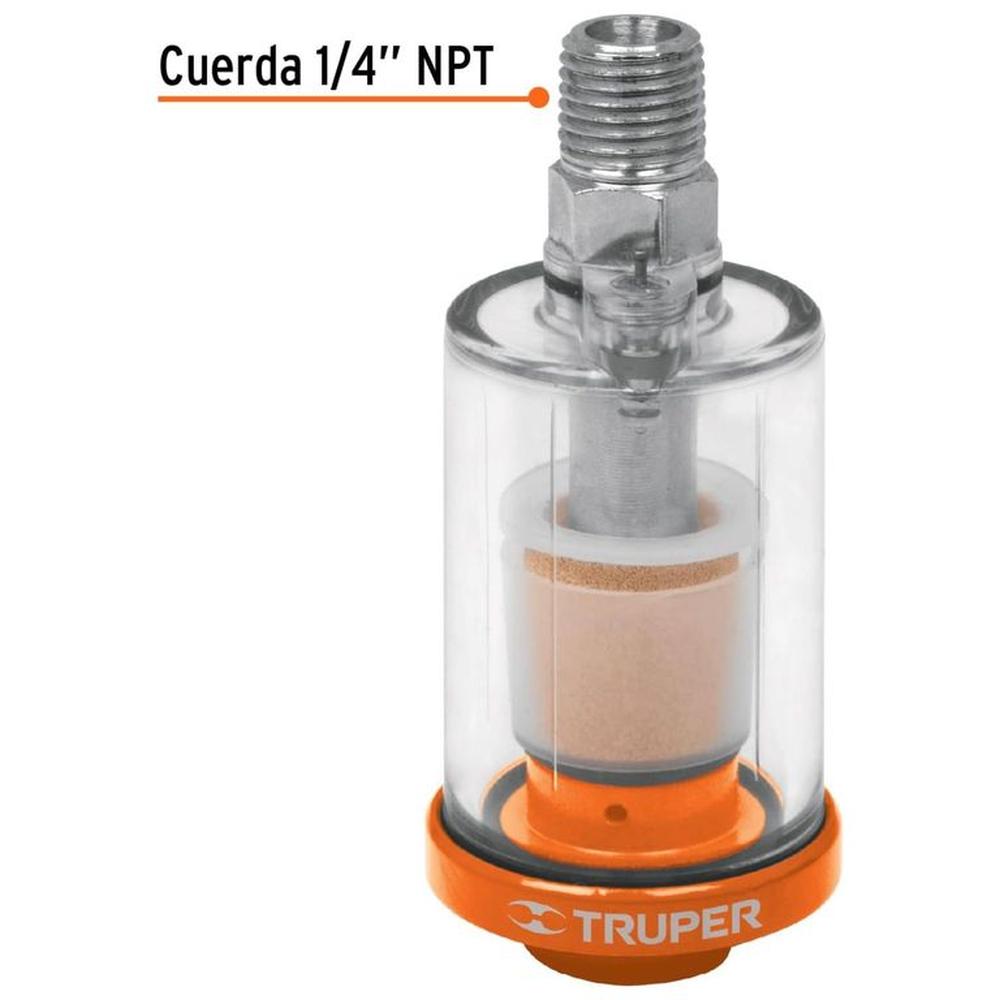 Filtro separador de agua y aceite cuerda 14 NPT Truper Naranja