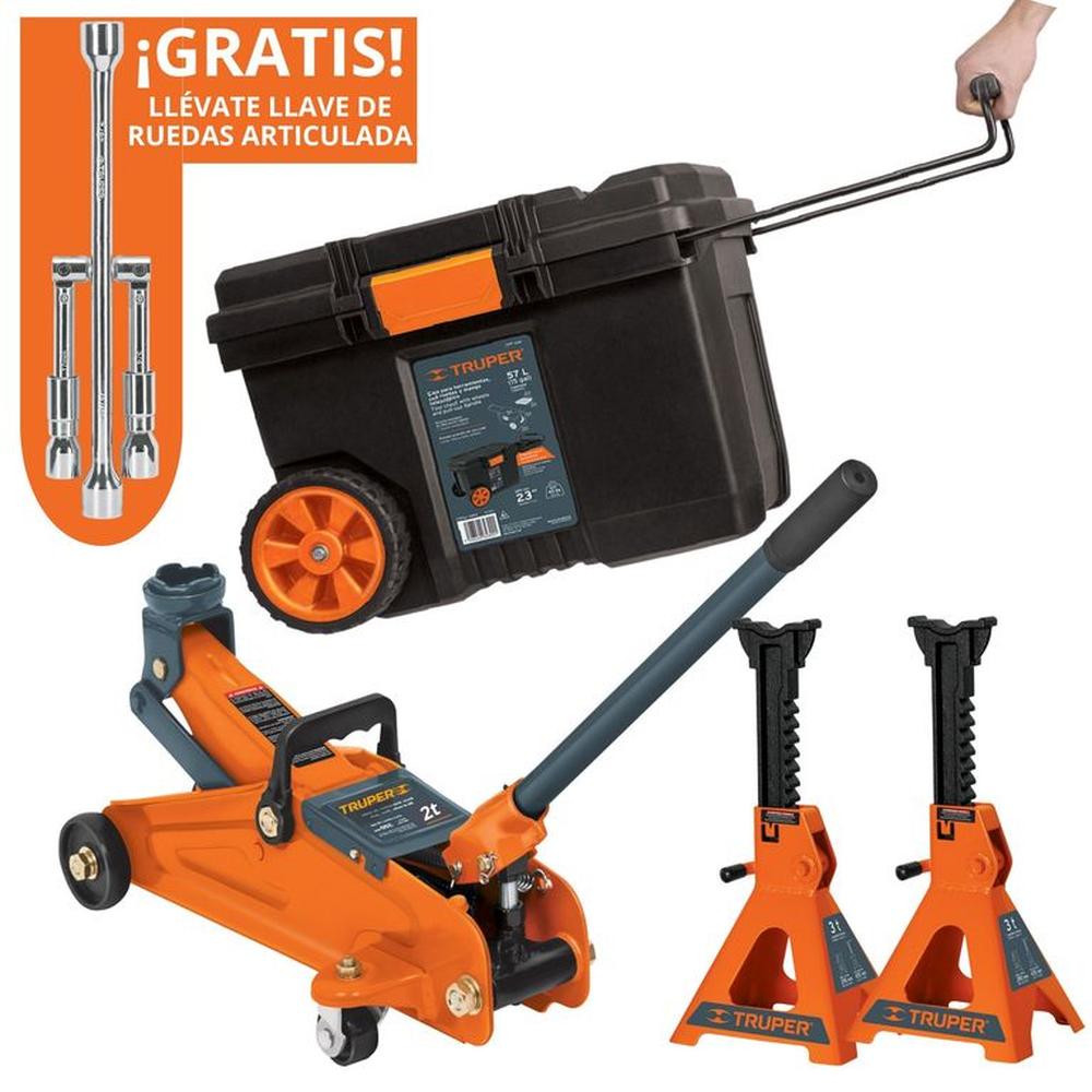 Combo gata lagarto caimán caballete y caja de herramientas