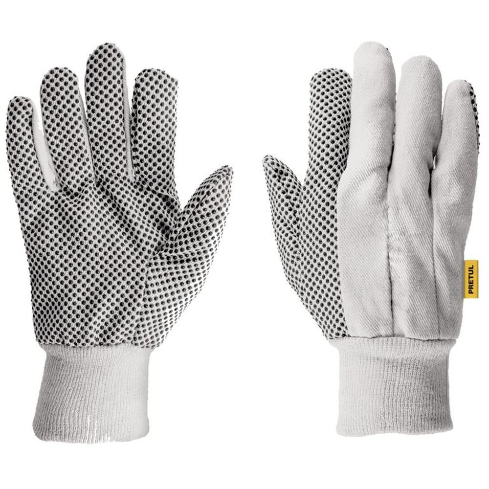 Guantes de algodón con puntos PVC en palma unitalla Pretul Gris