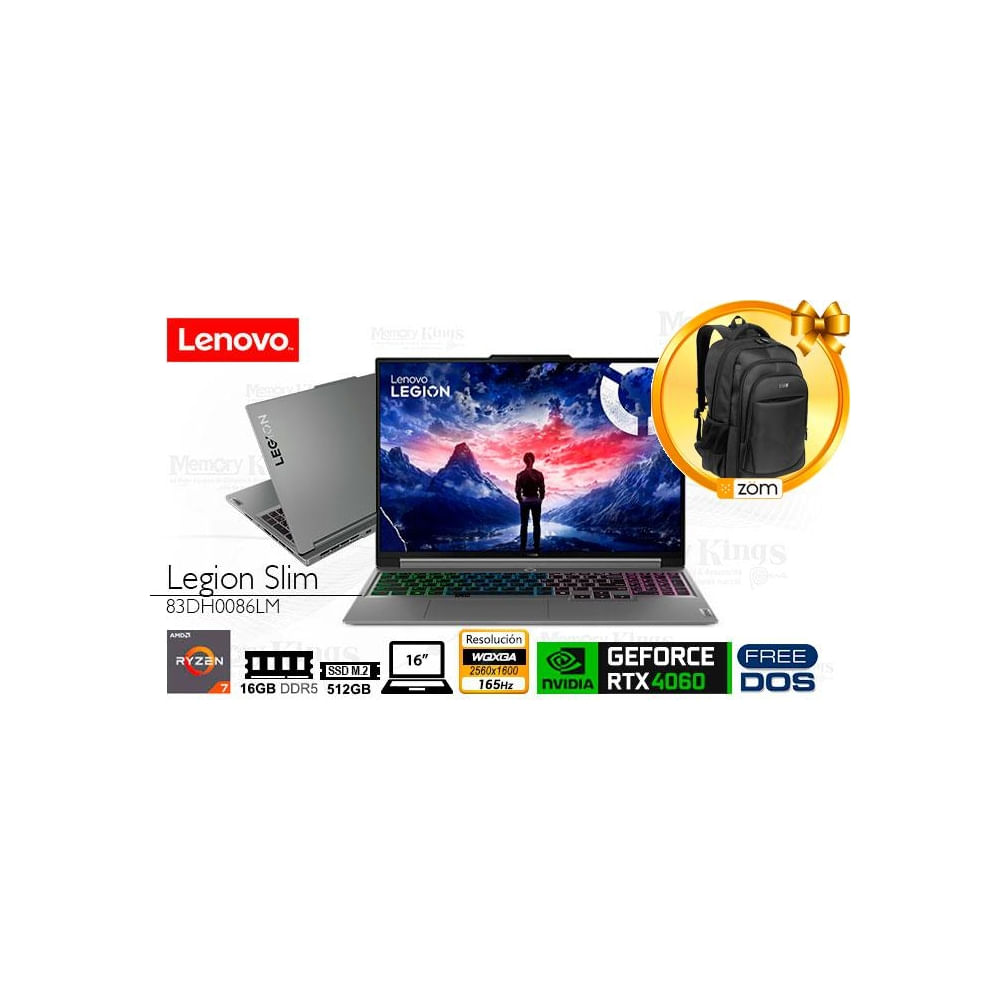 Lenovo Legion Slim 5 - Laptop 16 Ryzen 7 512GB SSD 16GB RAM GeForce RTX 4060 Ideal para Gaming