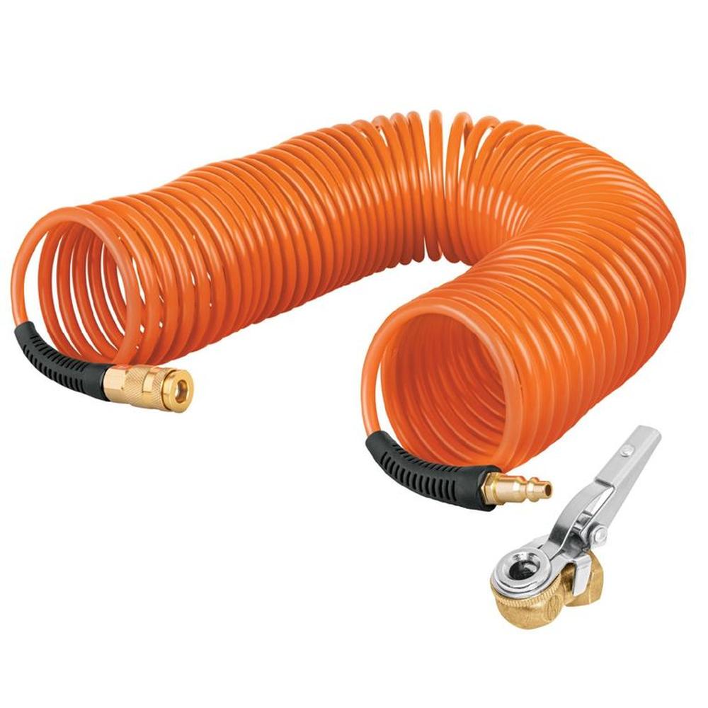 Manguera de aire 15m + Cabeza infladora llantas cclip hembra 14 Naranja