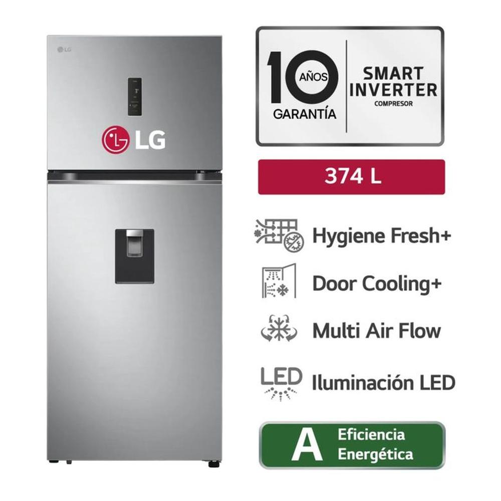 REFRIGERADORA LG GT37SGP 374 LT HYGIENE FRESH TOP MOUNT PLATEADA