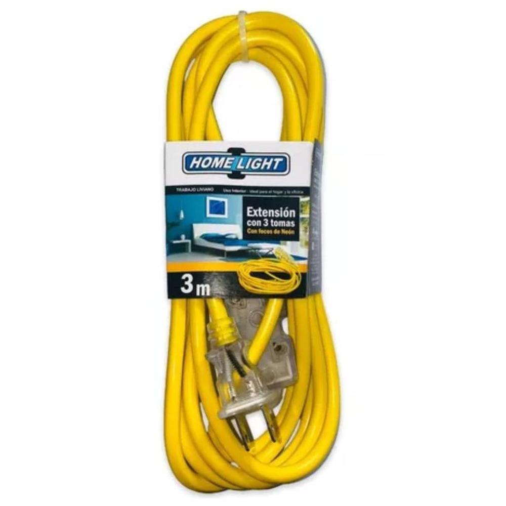 Extensión electrica home light vulcanizado 3 metros amarillo