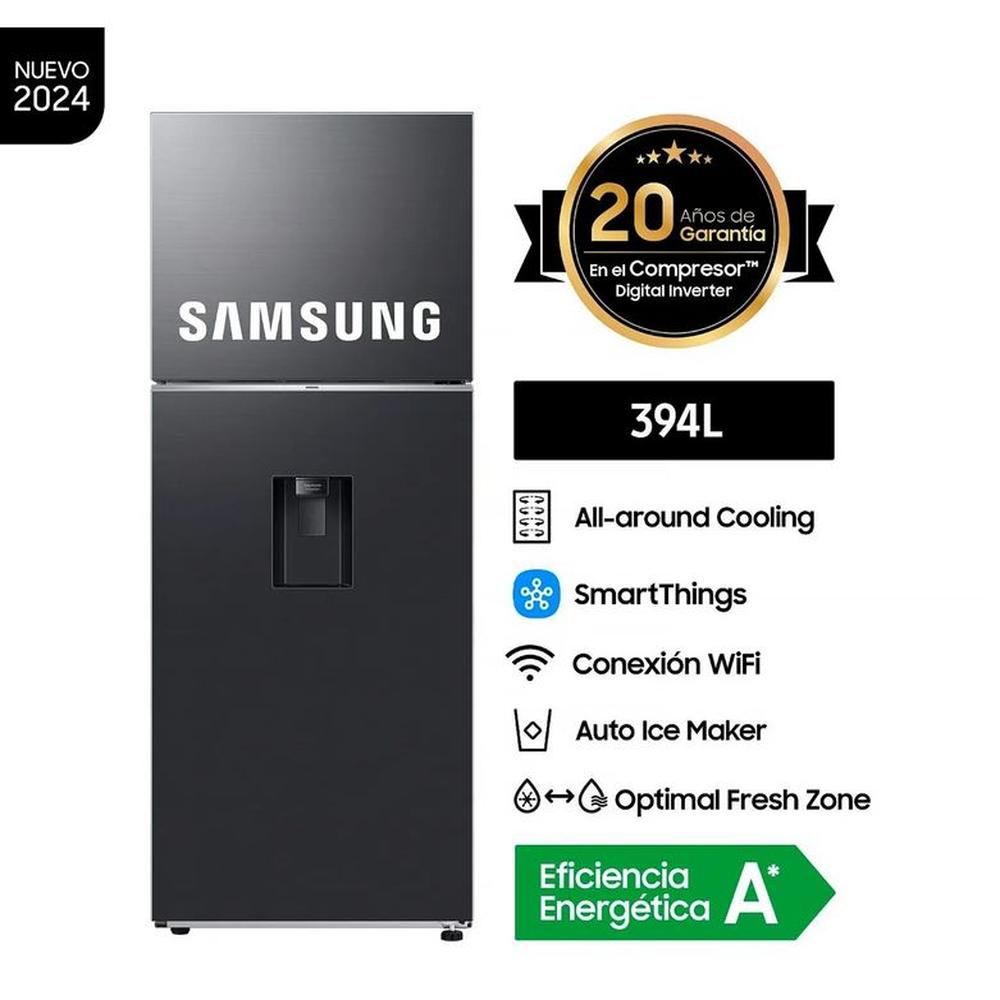 REFRIGERADORA SAMSUNG TOP MOUNT 394LT RT42DG6770B1 NEGRO
