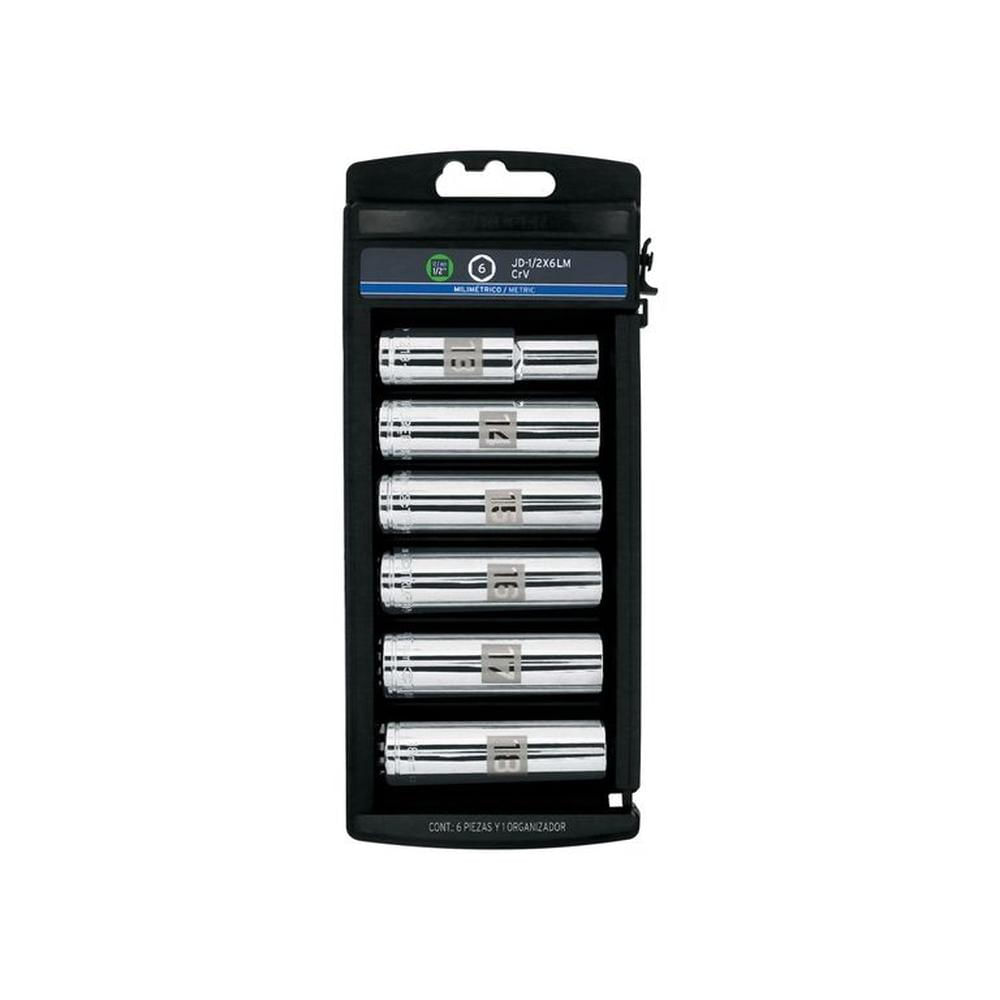 Juego 6 dados largos cuadro 1/2"" mm, Truper