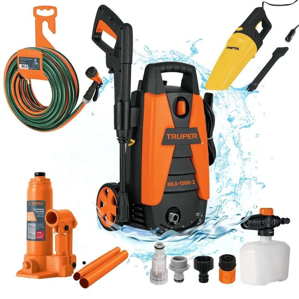 MEGACOMBO HIDROLAVADORA 1500PSI MANGUERA GATA HIDRAULICA  ASPIRADORA