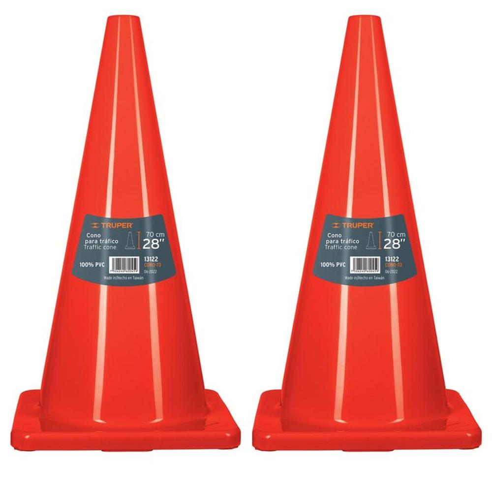 Cono de seguridad precaución  de 70 cm 2 unidades PVC Truper