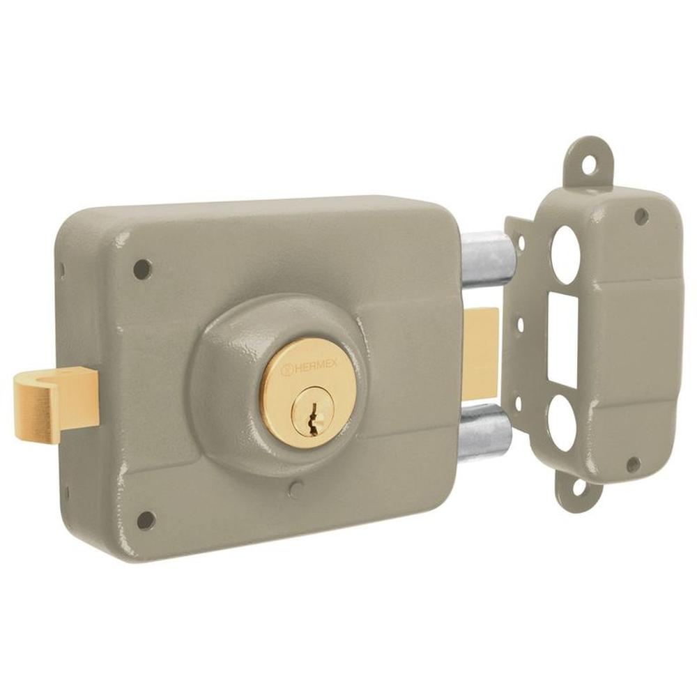 chapa Cerradura sobreponer derecha doble Hermex Truper Dorado