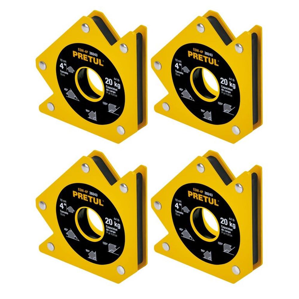 Escuadra magnética 4"" para soldar, capacidad 20 kg, 4 unidades truper