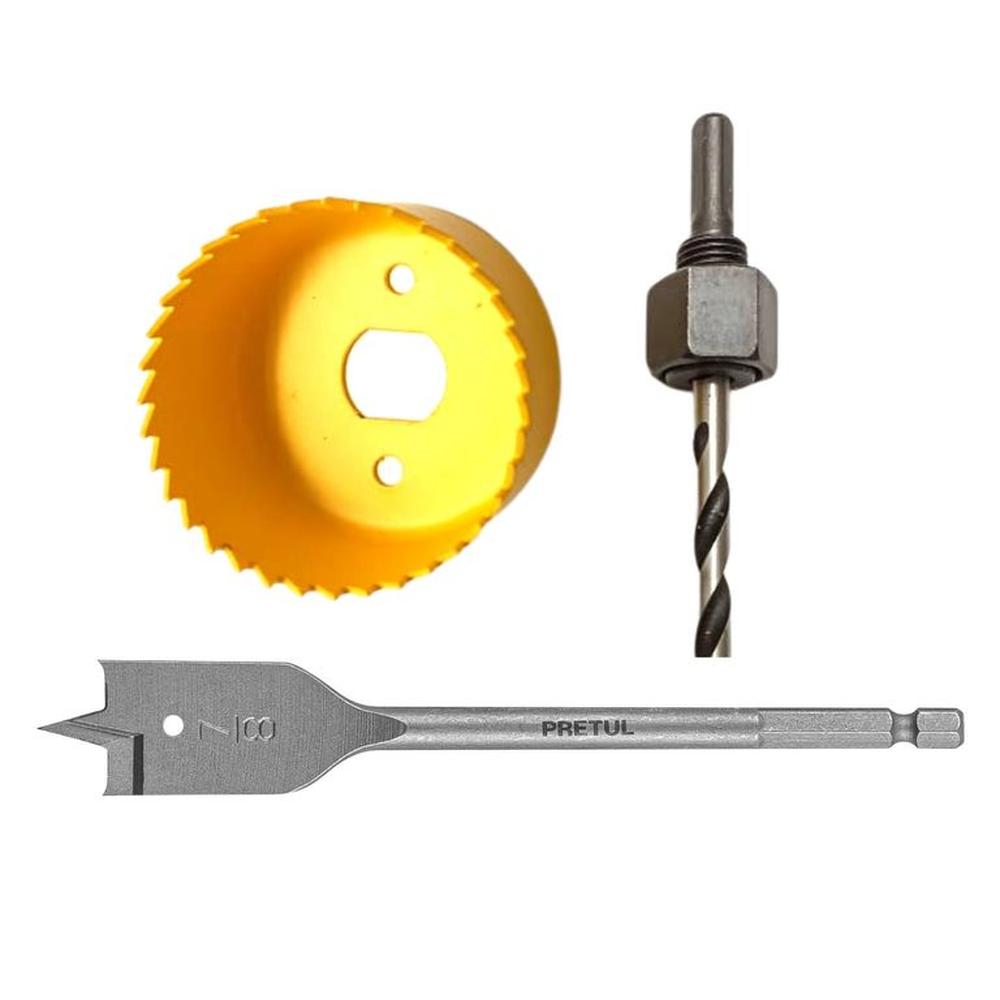 Kit para instalar cerradura 3 piezas brocasierras - pretul Amarillo