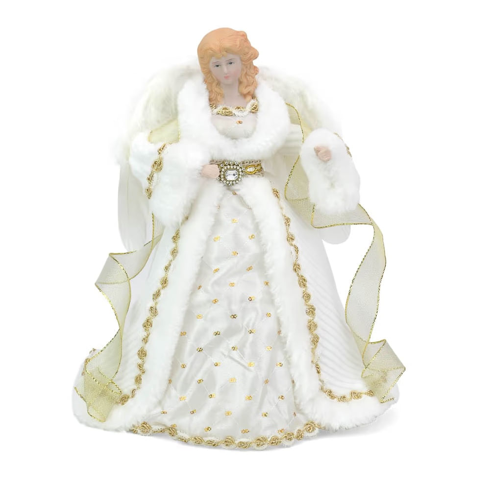 NAVIDAD - Angel para colocar en el entro del arbol crema con blanco modelo N1