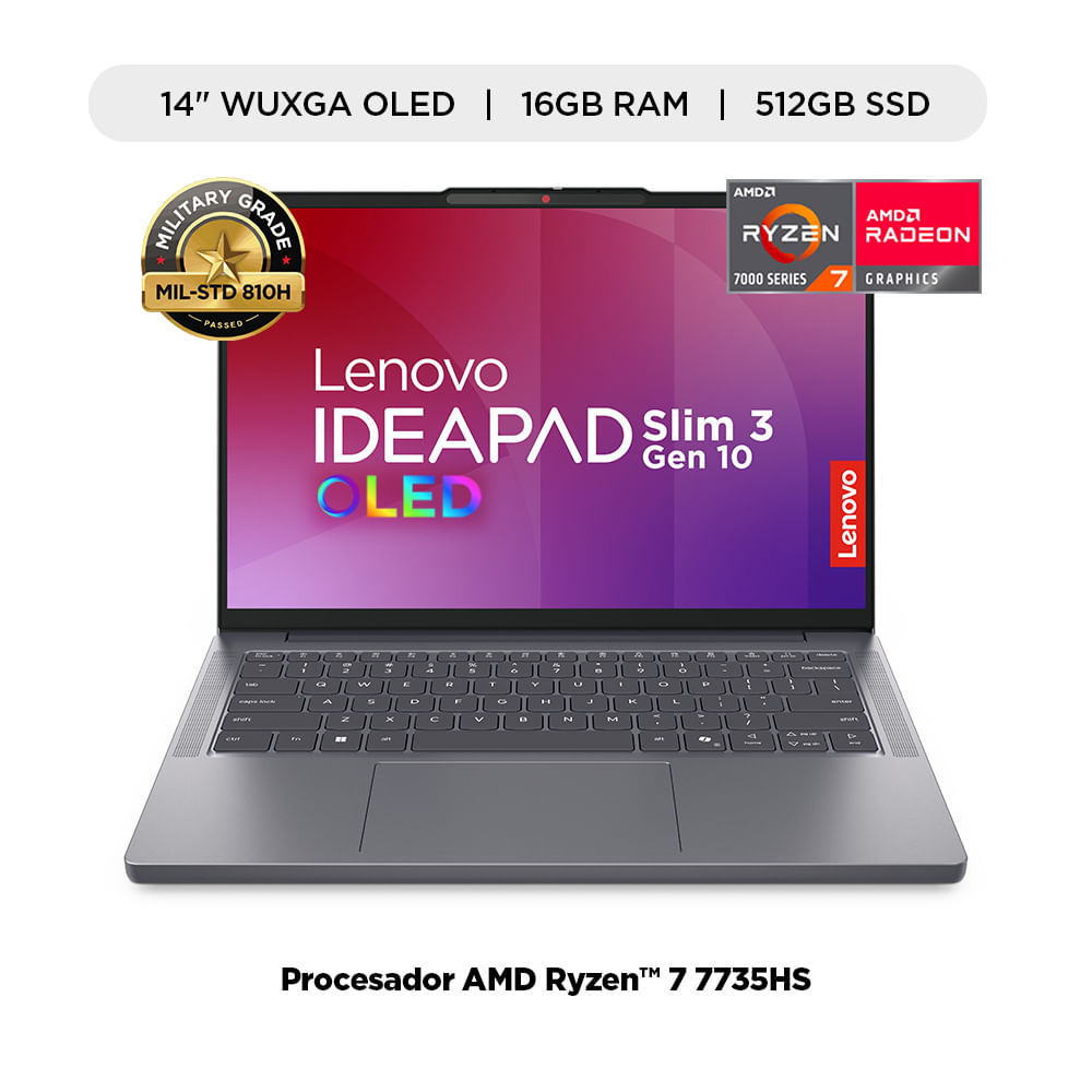 Laptop Lenovo IdeaPad Slim 3 OLED AMD Ryzen 7 16GB RAM 512GB SSD 14"" OLED WUXGA