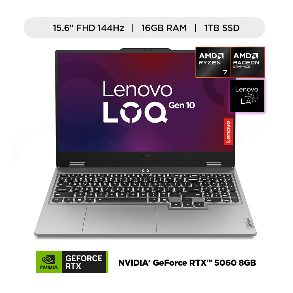 Laptop Gamer Lenovo LOQ AMD Ryzen 7 250 16GB RAM 1TB SSD RTX 5060 8GB 15.6"" FHD 144Hz