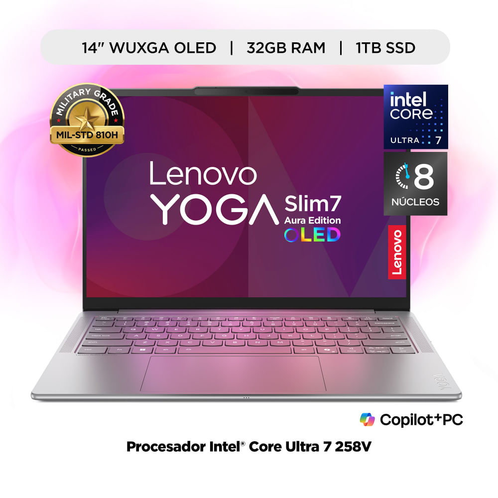 Laptop Lenovo Yoga Slim 7i Aura Edition Intel Core Ultra 7 258V 32GB RAM 1TB SSD 14"" OLED WUXGA
