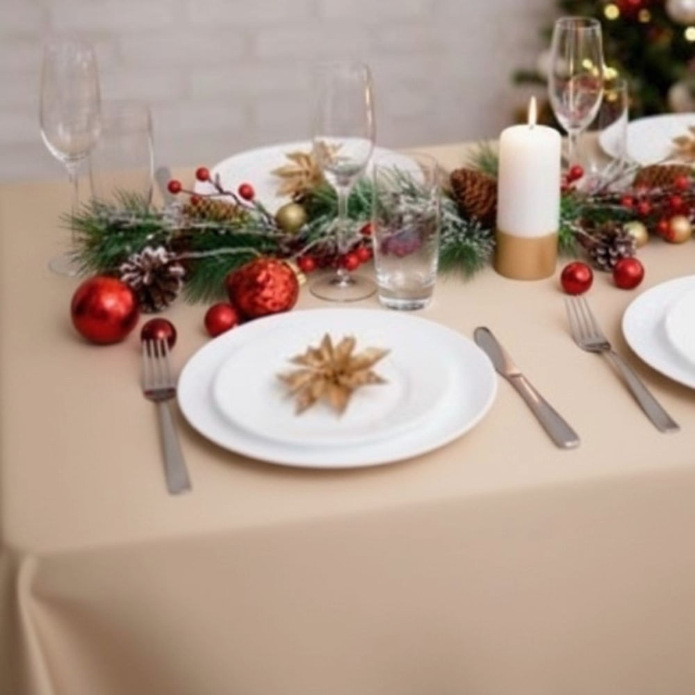 Mantel Rectangular Drill Beige 160x220 cm Alondra