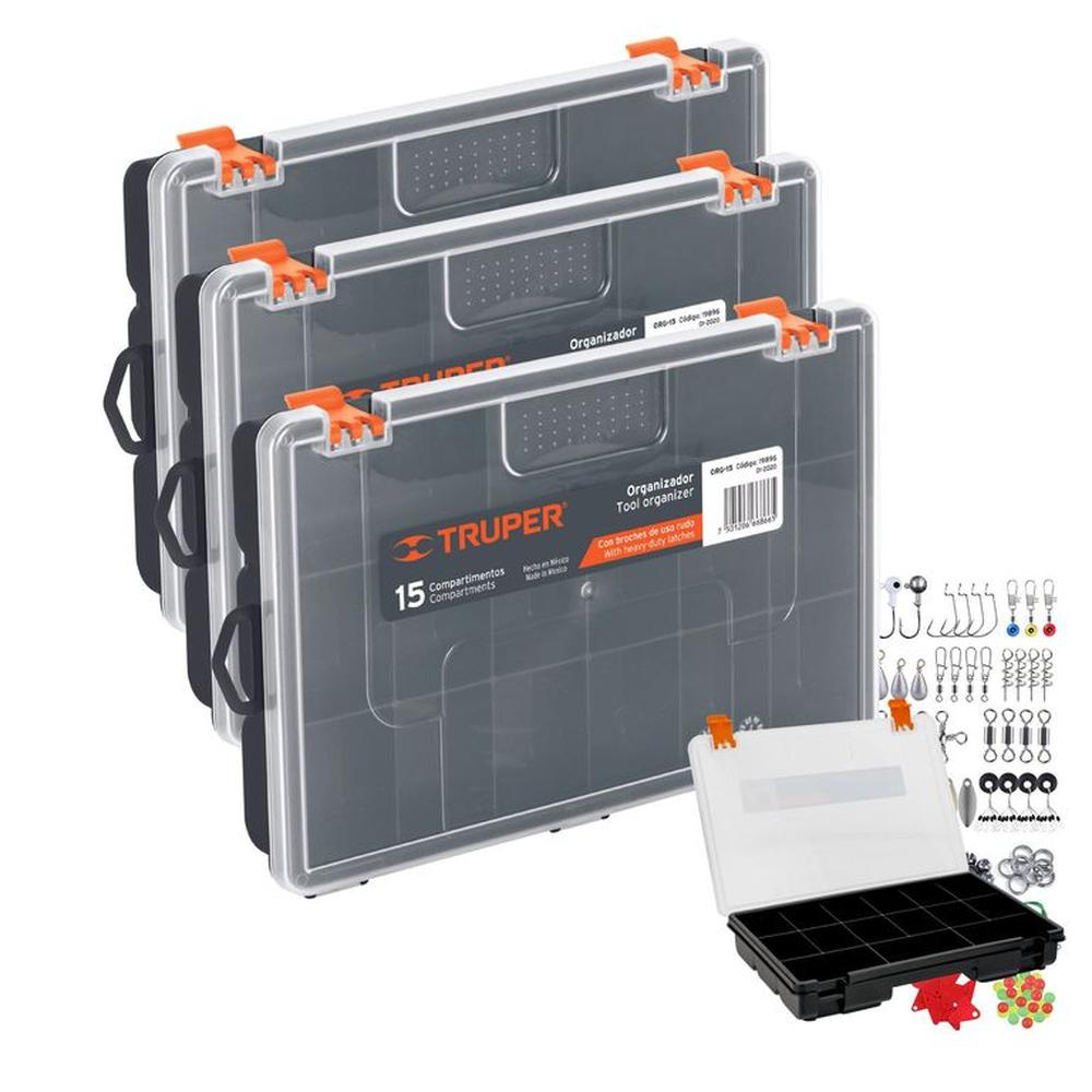 Caja de pesca caja de aparejo organizador de herramientas 3Pzas Truper