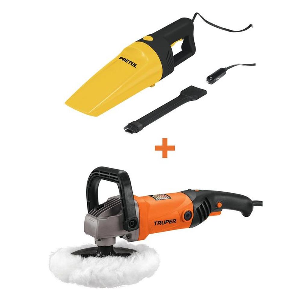 Pulidora orbital 1200W 7P Aspiradora para auto 12v COMBO