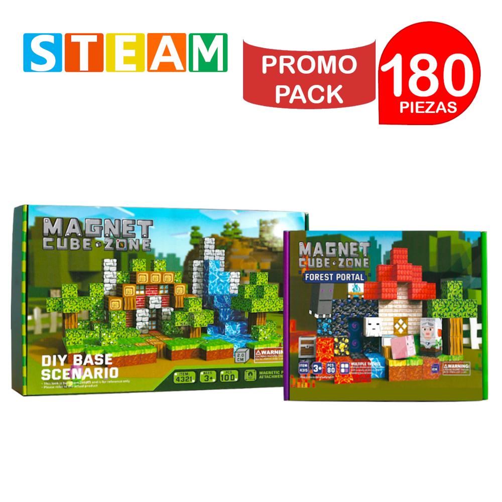 Cubos Magnéticos 3D Didácticos STEAM 100pz+80pz PROMO PACK 180 Piezas