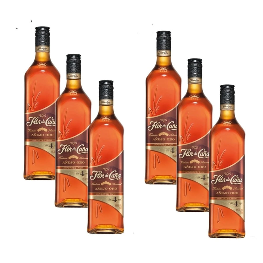 Ron FLOR DE CAÑA Añejo 4 años Botella 750ml X 06 Unidades