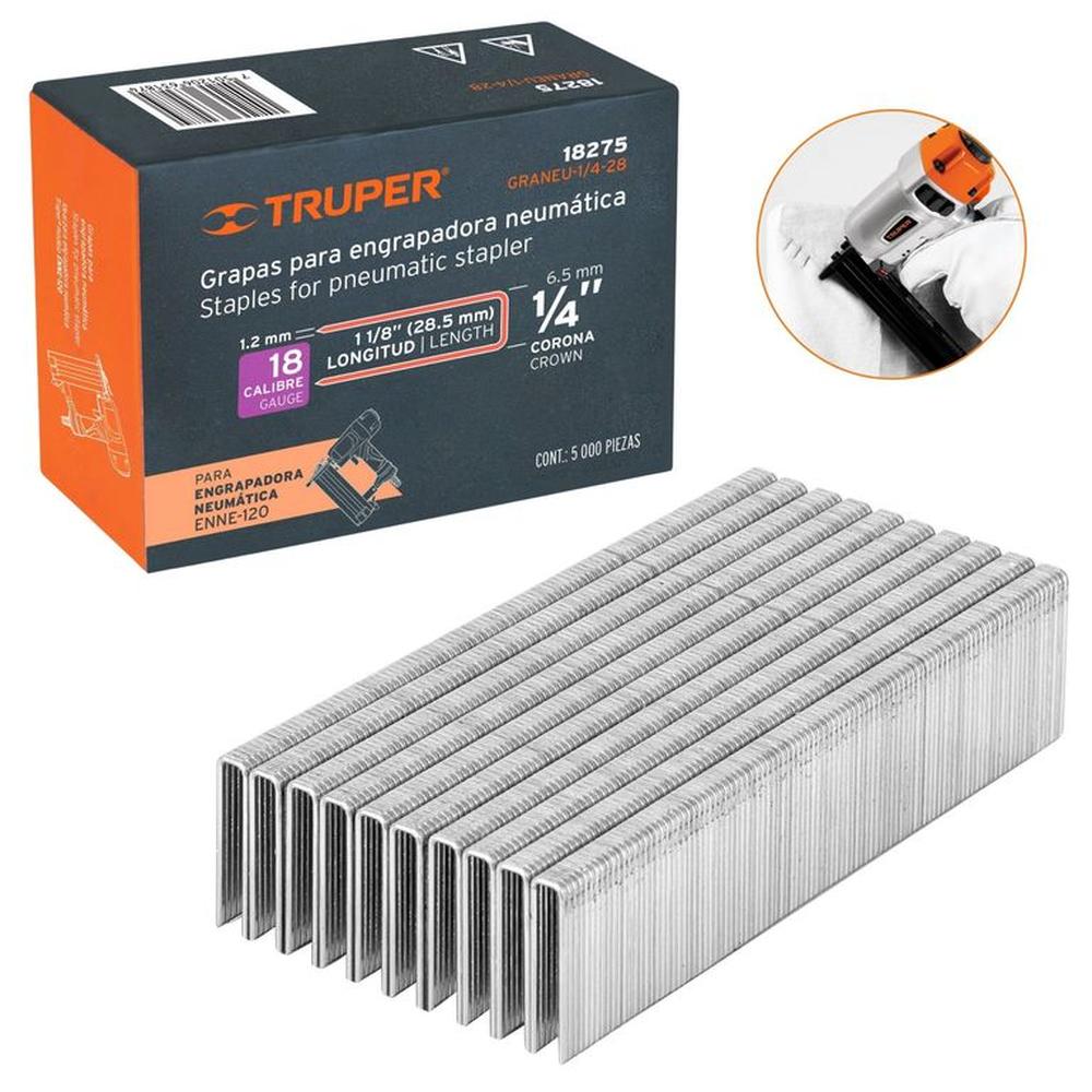 GRAPAS PARA ENGRAPADOR NEUMATICO calibre 18, 28mm, 5000 UNIDADES Gris GRAPAS PARA ENGRAPADOR NEUMATICO calibre 18, 28mm, 5000 UNIDADES Gris