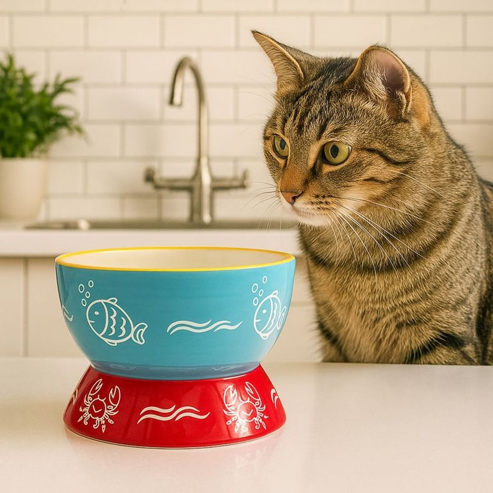 MarineBowl - Comedero Elevado de Cerámica para Mascotas Rojo MarineBowl - Comedero Elevado de Cerámica para Mascotas Rojo