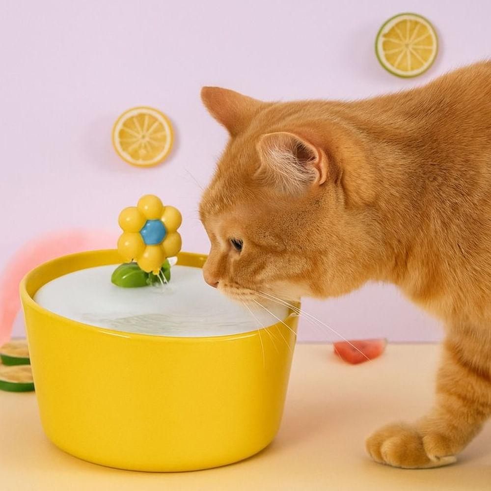 Aqua Fountain Fuente Automática de cerámica para Mascotas Amarillo Aqua Fountain Fuente Automática de cerámica para Mascotas Amarillo