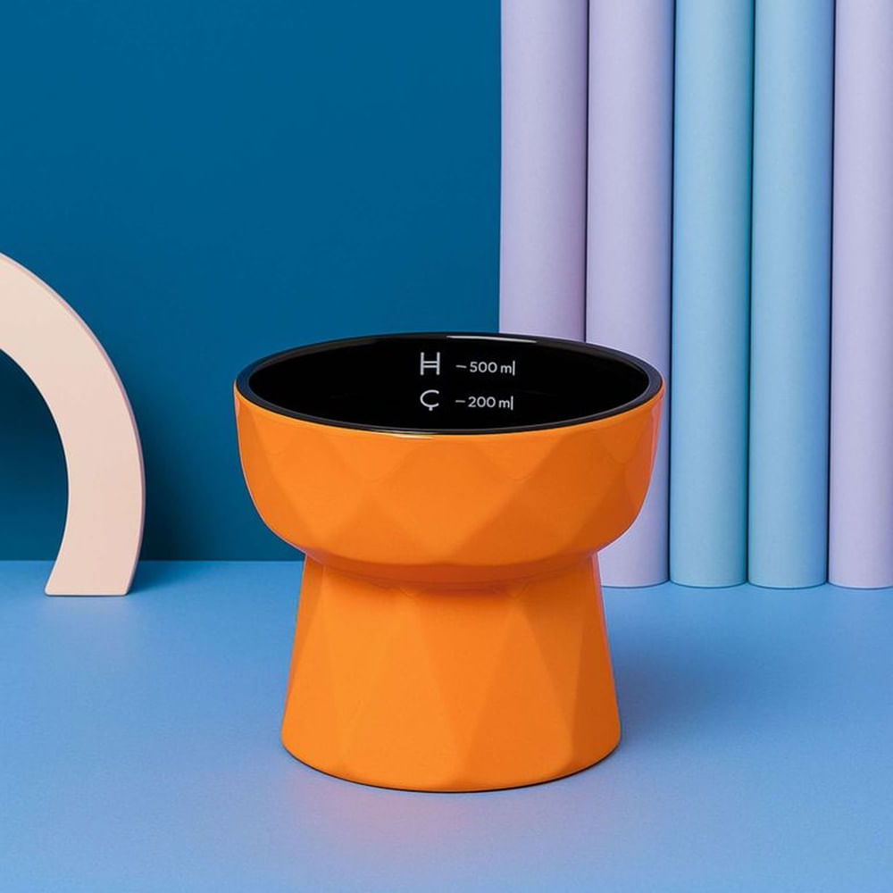 DiamantBowl Comedero Elevado con Diseño Geométrico Amarillo DiamantBowl Comedero Elevado con Diseño Geométrico Amarillo
