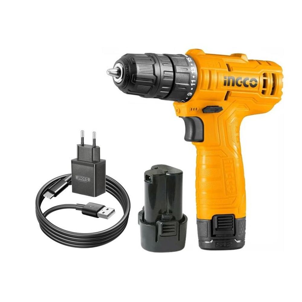 TALADRO INALAMBRICO ATORNILLADOR 12V + CARGADOR TIPO C INGCO Amarillo TALADRO INALAMBRICO ATORNILLADOR 12V + CARGADOR TIPO C INGCO Amarillo