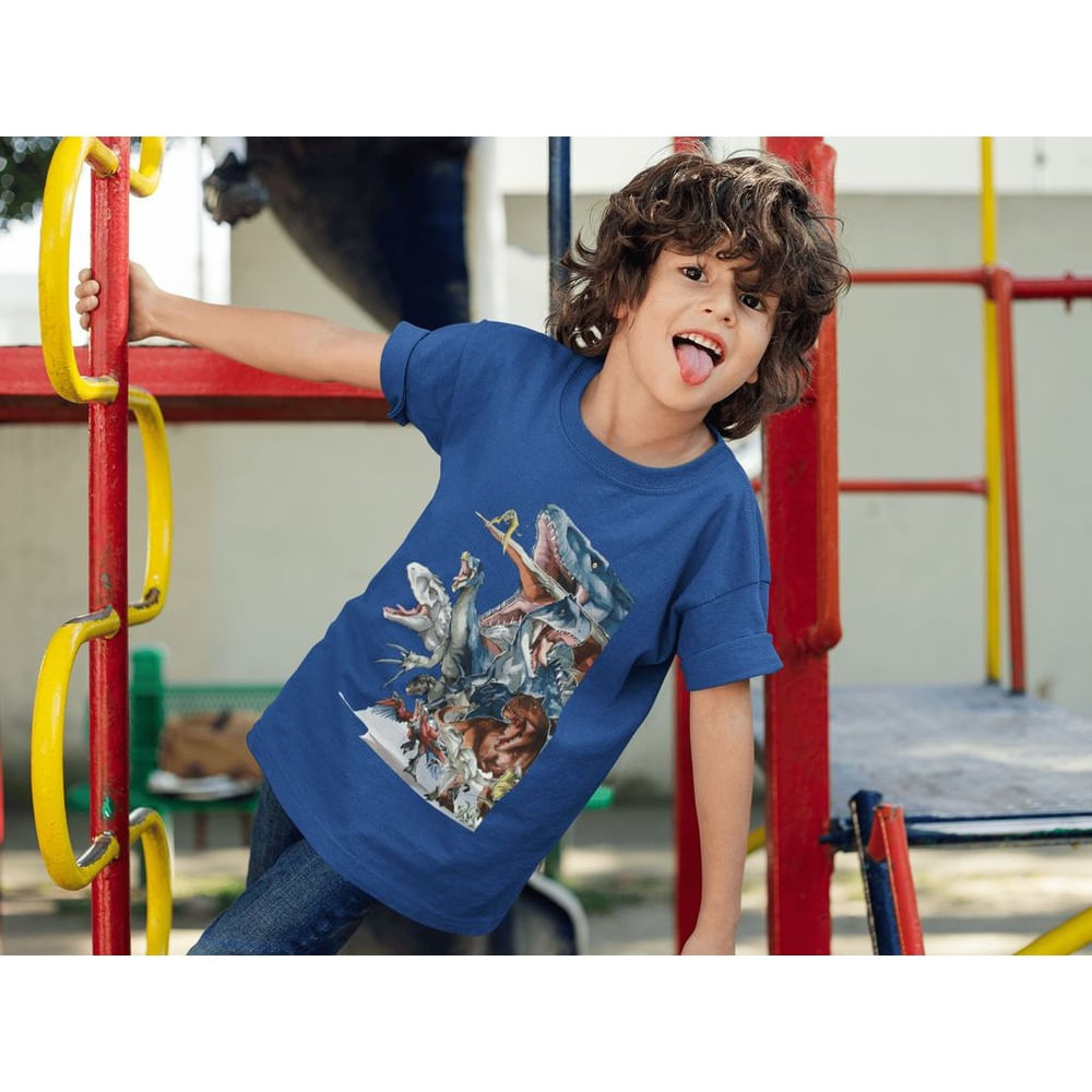 Polo Dinosaurio Jurassic World Camiseta para Niños Algodon Azul