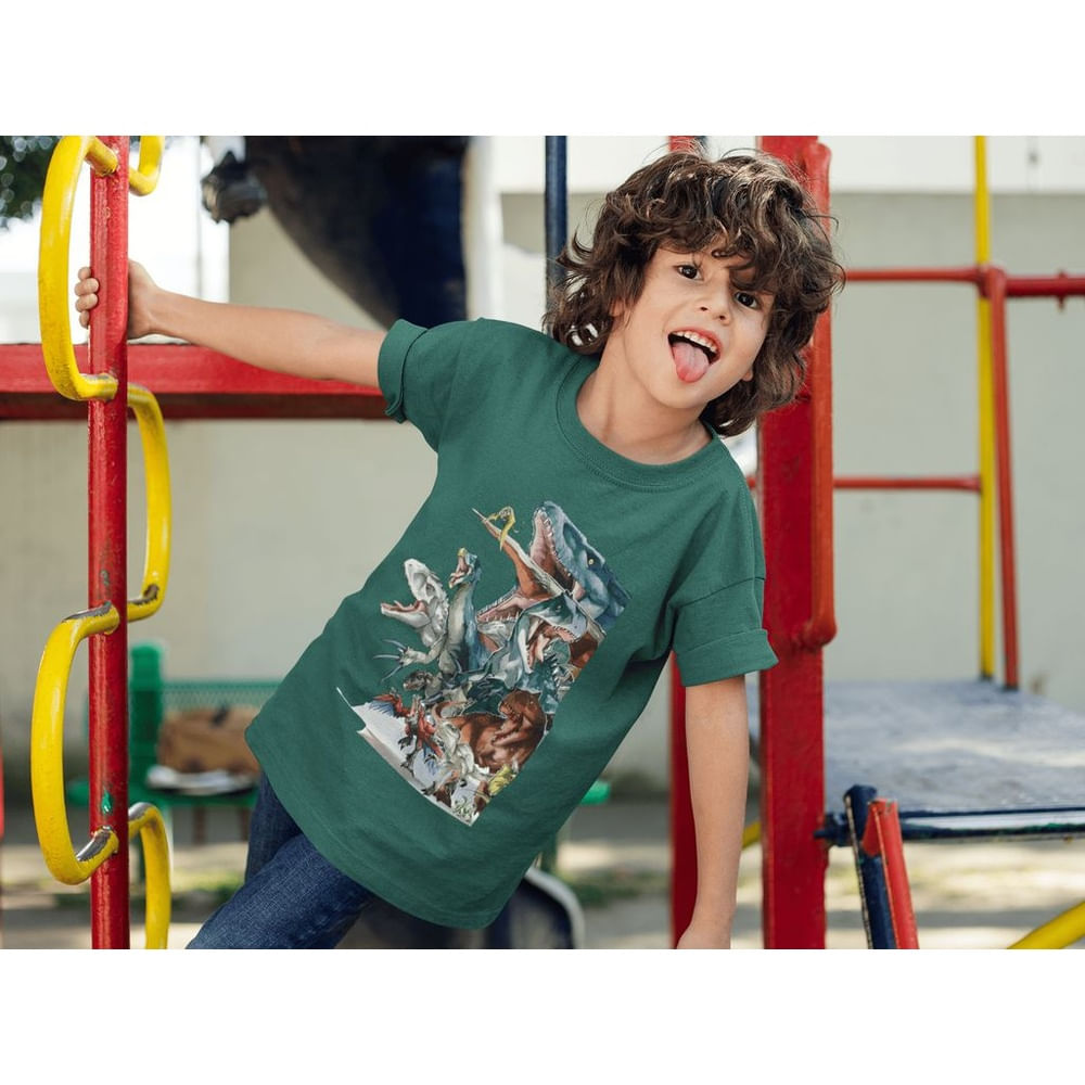 Polo Dinosaurio Jurassic World Camiseta para Niños Algodon Verde
