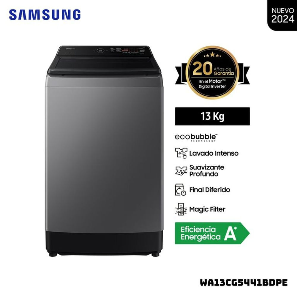 LAVADORA SAMSUNG ECOBUBBLE 13KG CARGA SUPERIOR GRIS - WA13CG5441BDPE