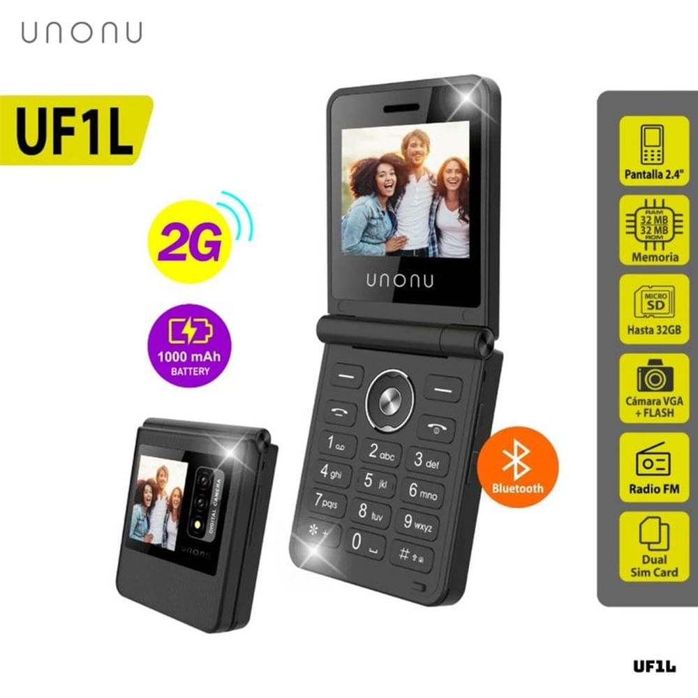 CELULAR BASICO UNONU UF1L 2G DUAL SIM - NEGRO